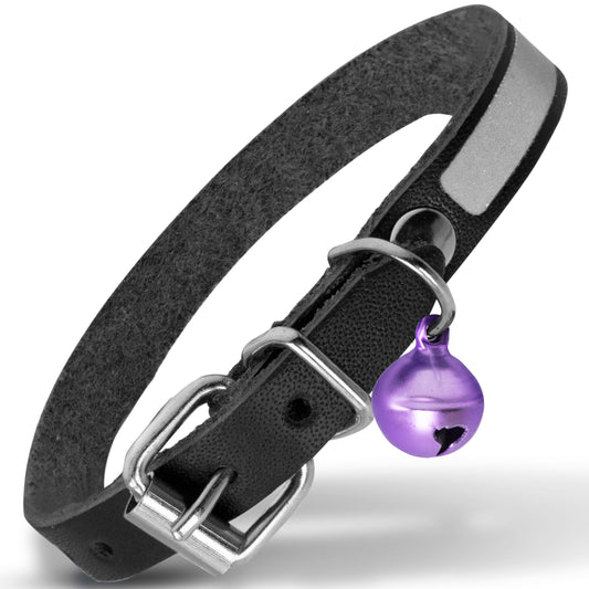 Reflective Leather Cat Collar