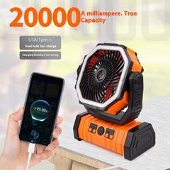 Camping Fan with LED & Power Bank
