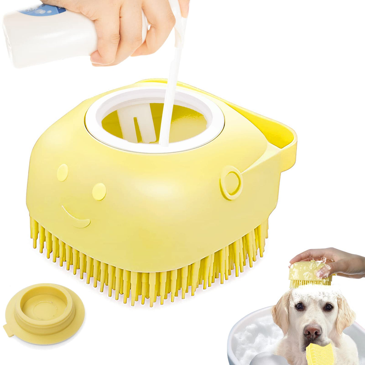 Pet Bath Brush with Shampoo Dispenser